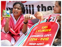 Oppn Leaders Stage Protest With Cylinders, Buttermilk & Lassi Packets In Parliament Complex | IN PICS