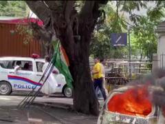 Watch: Youth Congress Workers In Bengaluru Set Car On Fire During Protest As ED Grills Sonia Gandhi