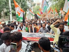 Telangana Congress Stages Protest In Hyderabad In Support Of Sonia Gandhi