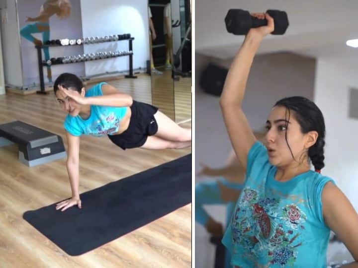 Sara Ali Khan doing intense cardio workout in gym, watch video here Sara Ali Khan Workout Video: जिम में पसीना बहाती नजर आईं सारा अली खान, वीडियो में देखें इंटेंस वर्कआउट