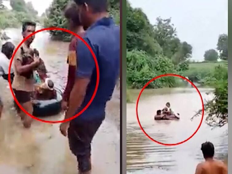 Maharashtra Vidarbha Kalegaon buldhana Big impact of ABP Majha news health team reached at Kalegaon which was cut off due to flood water Buldhana Rain : ABP माझाच्या बातमीचा मोठा इम्पॅक्ट, संपर्क तुटलेल्या काळेगावात बोटीच्या सहाय्याने आरोग्य पथक दाखल