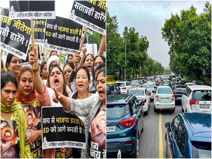 Delhi: Congress Protests, Waterlogging, Kanwar Yatra Cause Major Traffic Snarls For NCR Residents Delhi: Congress Protests, Waterlogging, Kanwar Yatra Cause Major Traffic Snarls For NCR Residents