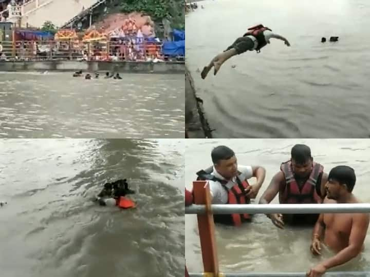 Uttarakhand Haridwar SDRF and Police Rescued 18 Kanwar Yatra flowing in strong flow of Ganga river Watch Video Kanwar Yatra 2022: हरिद्वार में टला बड़ा हादसा, गंगा नदी के तेज बहाव में बह रहे 18 कांवड़ियों को किया गया रेस्क्यू, देखें Video