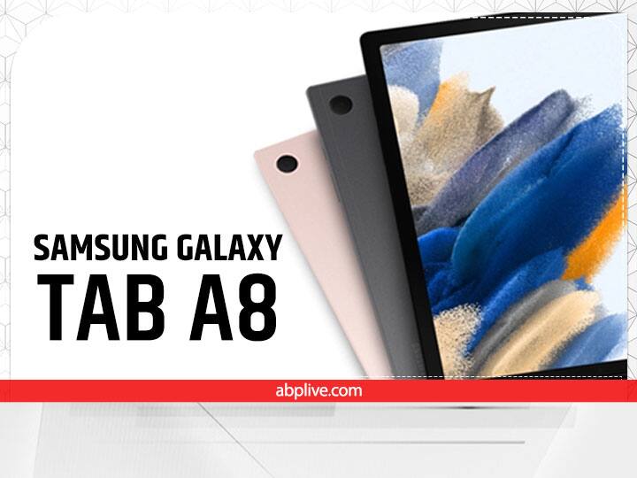 Galaxy Tab A8 में 10.5 इंच की डिस्प्ले और Unisoc T618 प्रोसेसर दिया गया है. इसमें चार स्पीकर हैं, जो डॉल्बी एटमॉस के साथ आते हैं. Samsung Galaxy Tab A8 के रियर में 8MP और फ्रंट में 5MP का कैमरा दिया गया है. इस टैब में 7040mAh की बैटरी है. Galaxy Tab A8 (WiFi) के 3 जीबी रैम + 32 जीबी स्टोरेज की कीमत 17,999 रुपये और 4 जीबी रैम + 64 जीबी स्टोरेज की कीमत 19,999 रुपये है. वहीं टैब के LTE सपोर्ट के साथ 3 जीबी रैम + 32 जीबी स्टोरेज की कीमत 21,999 रुपये और 4 जीबी रैम + 64 जीबी स्टोरेज वेरिएंट की कीमत 23,999 रुपये है. स्टोरेज को माइक्रो SD कार्ड की मदद से 1TB तक बढ़ाया भी जा सकता है.