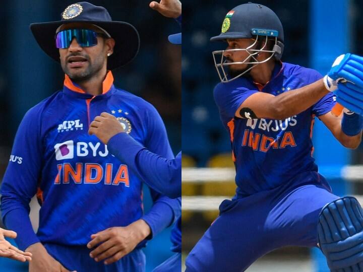 ind vs wi 2nd odi shikhar dhawan shreyas iyer have chance to make history of fours Port of Spain Trinidad IND vs WI 2nd ODI: Dhawan वर्ल्ड रिकॉर्ड बनाने से दो कदम दूर, अय्यर के नाम दर्ज हो सकती है खास उपलब्धि