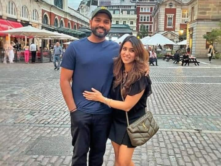 India vs West Indies 2nd ODI Rohit Sharma Viral Pic Enjoying Break In UK Rohit Sharma Pic With Wife Ritika Skipper Rohit Sharma Spotted Enjoying Break In UK, Shares Adorable Pic With Wife Ritika