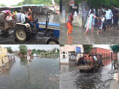 In Pics: राजस्थान के चूरू में बारिश से बढ़ी परेशानी, ट्रैक्टर ट्रॉली से रीट की परीक्षा देने पहुंचे अभ्यर्थी, देखें तस्वीरें