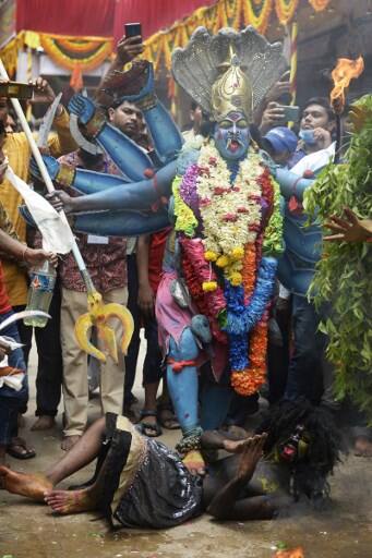 Bonalu is a Telangana traditional Hindu festival centered on the Goddess Mahakali. This festival is celebrated annually in the twin cities of Hyderabad and Secunderabad, as well as in other parts of the state. (Image: ABP)