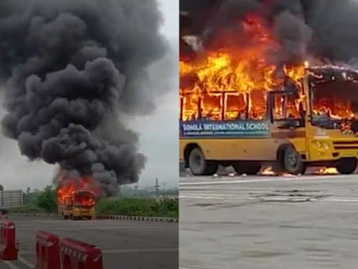 Rajasthan News Fire in Bus on Bhilwara Udaipur highway in Bhilwara ann Bhilwara News: भीलवाड़ा में चलती स्कूल बस में लगी आग, ड्राइवर की सूझ-बूझ से ऐसे बची बच्चों की जान