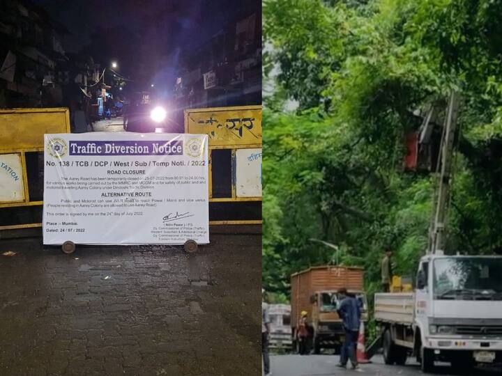 Aarey Colony Protest:  आरेमधील झाडांची छाटणी सुरू करण्यात आली आहे. झाडांची छाटणी सुरू असल्याने वाहतुकीसाठी रस्ता बंद करण्यात आला आहे. पोलिसांनी मोठा बंदोबस्त ठेवला आहे.