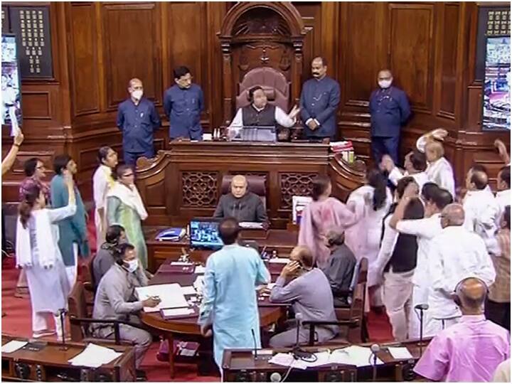 Parliament Monsoon Session many Rajya Sabha MPs suspended for misconduct by entering well of the House ANN Monsoon Session: लोकसभा के बाद अब राज्यसभा से विपक्ष के 19 सांसदों को किया गया निलंबित, वेल में जाकर की थी नारेबाजी