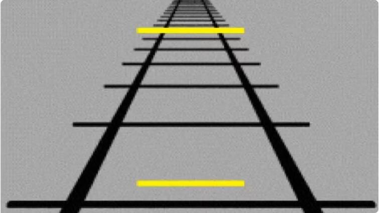 Optical Illusion: Can you tell which line is longer on this railway track in 10 seconds Optical Illusion: ১০ সেকেন্ডের মধ্যে বলতে পারবেন কোন লাইনটি দীর্ঘ?