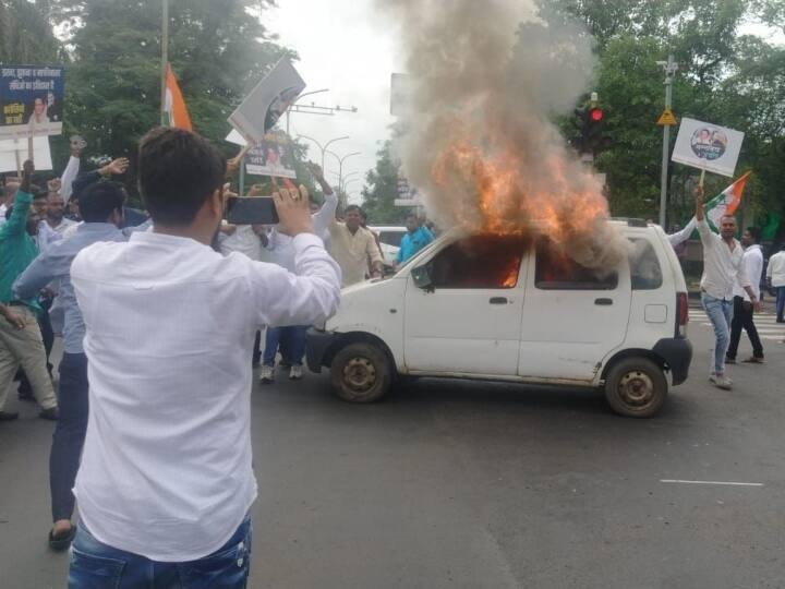 Congress Worker Protest against ED questioning on Congress President Sonia Gandhi ann Congress Protest: नागपुर में कांग्रेस के प्रदर्शन के दौरान स्क्रैप गाड़ी लाकर जलाई गई? पुलिस ने शुरू की जांच