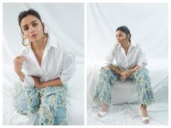 Alia Bhatt Pics: व्हाइट शर्ट और जींस पहने क्लासी लुक में नज़र आईं आलिया भट्ट, चेहरे पर दिखा प्रेग्नेंसी ग्लो...