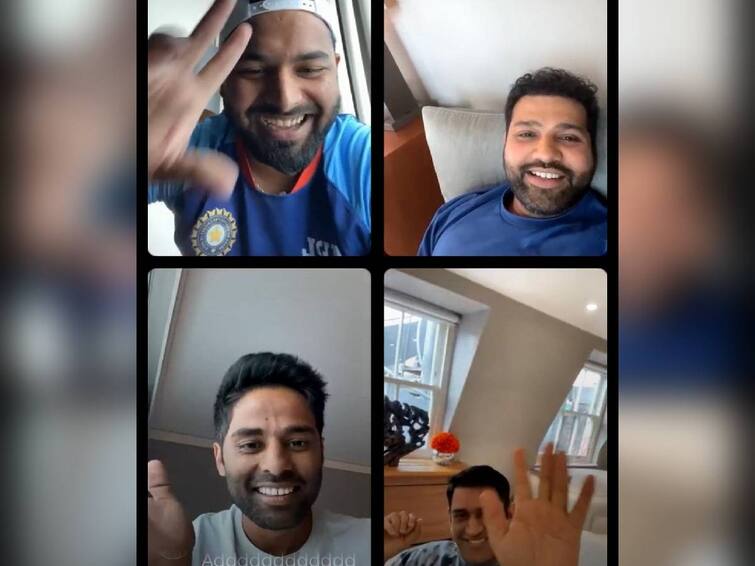 Dhoni Makes Special Appearance During Rohit Sharma Rishabh Pant Suryakumar Yadav’s Insta Live Watch MS Dhoni: రోహిత్ శర్మ ఇన్‌స్టా లైవ్‌లో ధోని - ఇంకాసేపు ఉండమన్న పంత్ - మరి ధోని ఏం చేశాడు?