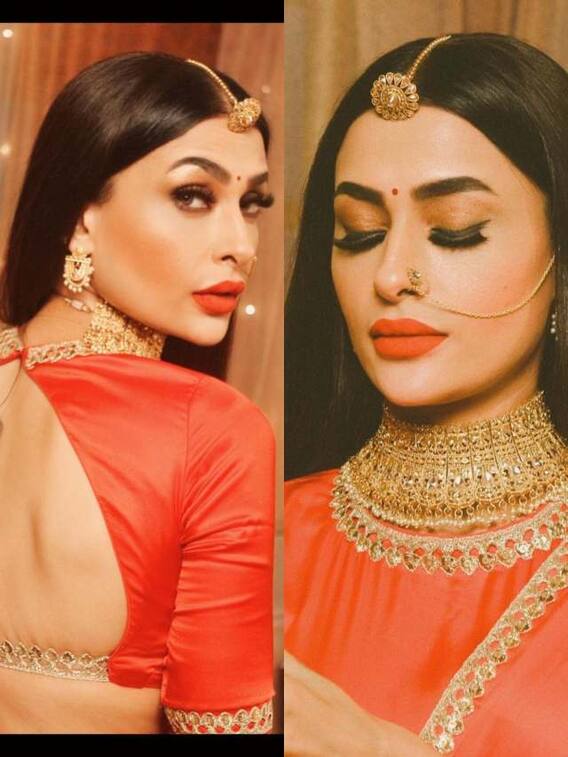 लाल साड़ी में पवित्रा लगीं बेहद हसीन