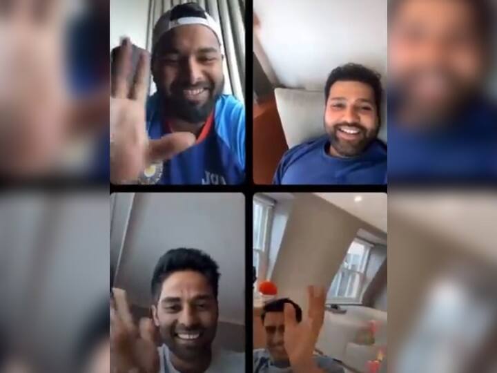 Rishabh Pant tries to drag Dhoni into Insta live Rohit Sharma Suryakumar Yadav Yuzvendra Chahal Watch: धोनी को भी इंस्टा लाइव पर जोड़ना चाह रहे थे पंत, पूर्व कप्तान ने देखते ही कर लिया फोन बंद