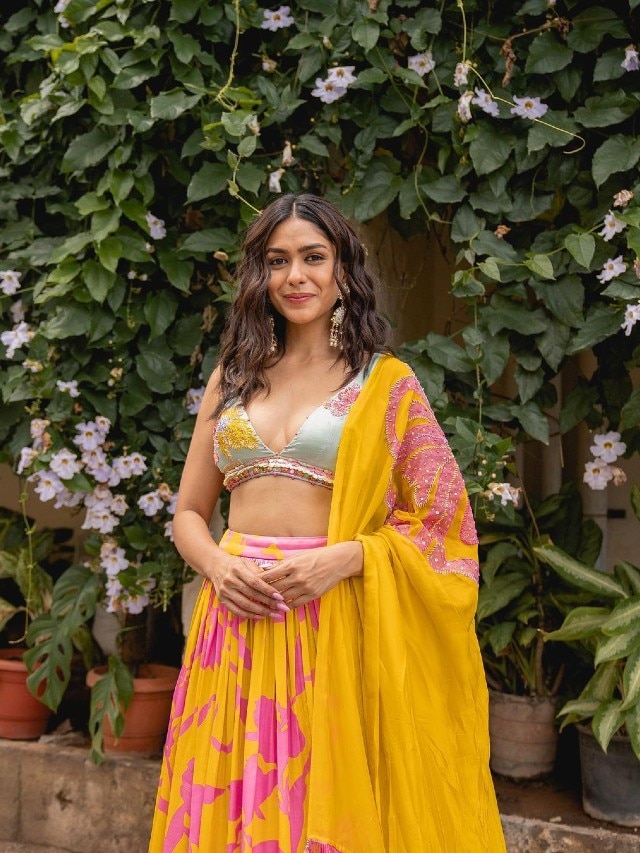 Mrunal Thakur Goes Ethnic In A Yellow Lehenga