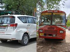 Banda News: बांदा जिलाधिकारी की गाड़ी को अनियंत्रित रोडवेज बस ने मारी टक्कर, बाल बाल बची जान