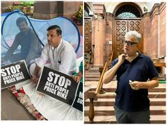 राज्यसभा से निलंबित सांसदों का 50 घंटे का रिले धरना, संसद परिसर में ही गुजारी रात - देखें तस्वीरें