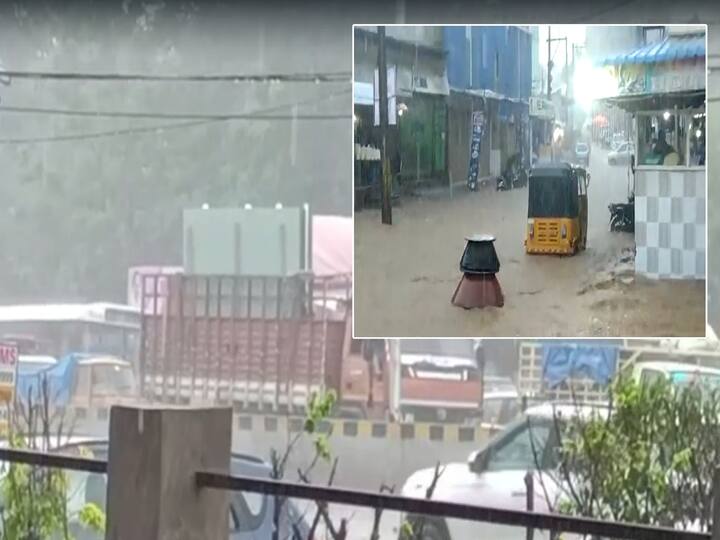 Hyderabad rains lashed many parts of the city water flooded roads musi river reached dangerous mark Hyderabad Rains : హైదరాబాద్ లో భారీ వర్షం, వాహనదారులు బీ అలర్ట్ ఈ రూట్లలో ట్రాఫిక్ జామ్!
