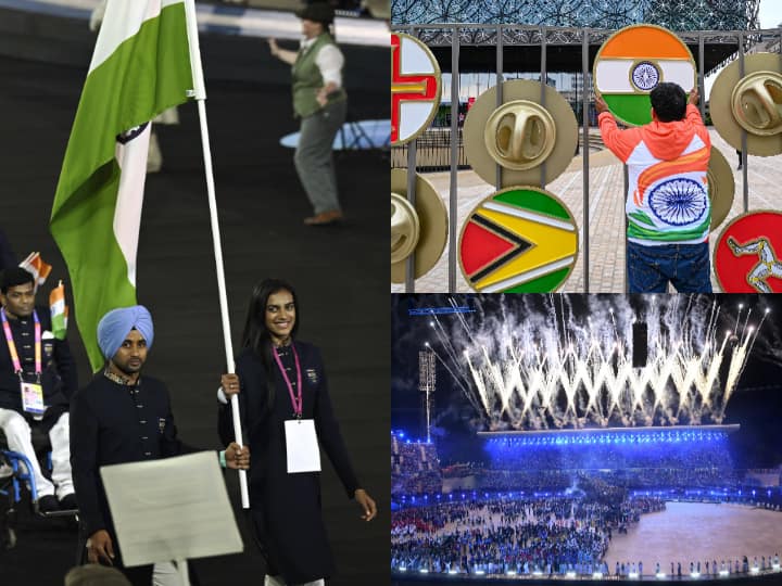 Opening Ceremony of the Commonwealth Games in Birmingham, UK saw PV Sindhu and Manpreet Singh as joint flagbearers for India.