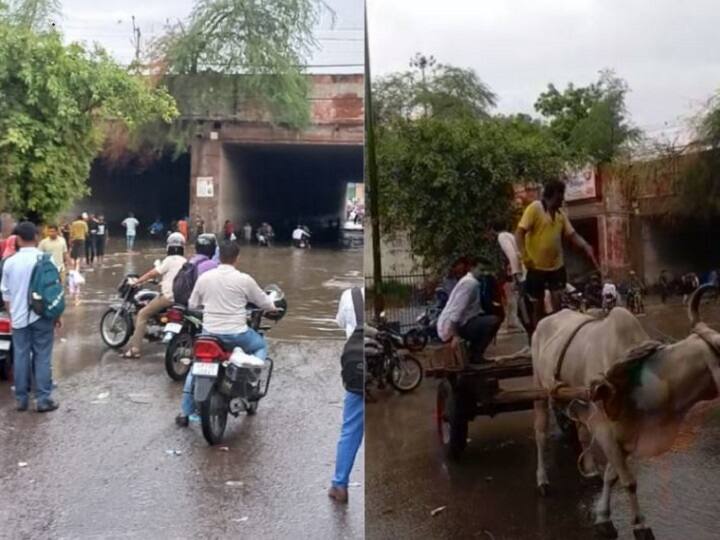 Water filled in Prahladpur underpass after rain in Delhi, people crossed by bullock cart ann Delhi Waterlogging: दिल्ली में बारिश के बाद प्रह्लादपुर अंडरपास में भरा पानी, लोगों ने बैलगाड़ी से किया पार