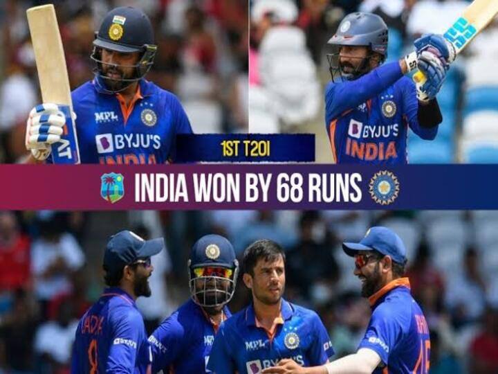 IND vs WI 1st T20I Highlights Scorecard Rohit Karthik Star With The Bat As India Beat Windies By 68 Runs IND vs WI 1st T20i: தொடங்கி வைத்த ரோகித்… ஃபினிஷ் செய்த டிகே… கலக்கிய ஸ்பின்னர்கள்! இந்தியாவின் வெற்றி ஒரு பார்வை!
