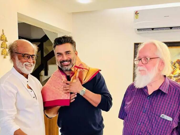 Madhavan Meets Rajinikanth After the success of Rocketry Rajinikanth took R Madhavan visit The video get viral Madhavan Meets Rajinikanth : 'रॉकेट्री'च्या यशानंतर रजनीकांतने घेतली आर. माधवनची भेट; व्हिडीओ व्हायरल