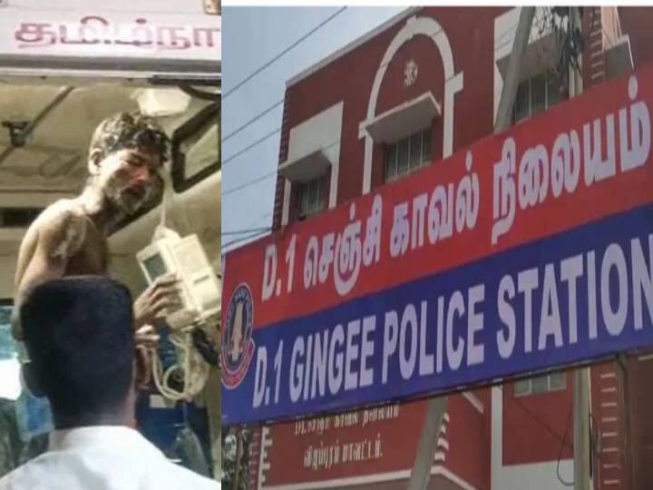 Husband protests in front of police station demanding action against wife in gingee கொதிக்க கொதிக்க ரசம்.. மனைவியுடன் தகராறு.. போலீஸை படுத்தியெடுத்த குடிமகன்.. நடந்தது இதுதான்..