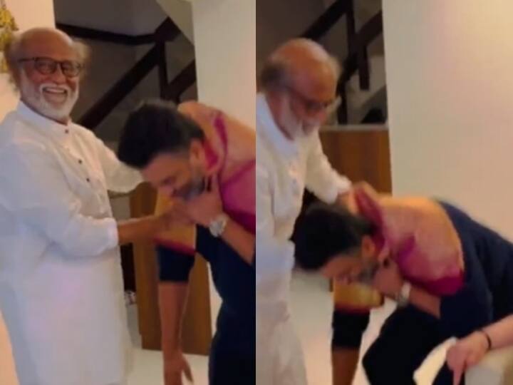 Madhavan falling on Rajini's feet and receiving his blessings of  Rocketry the nambi effect - watch video Watch video : 