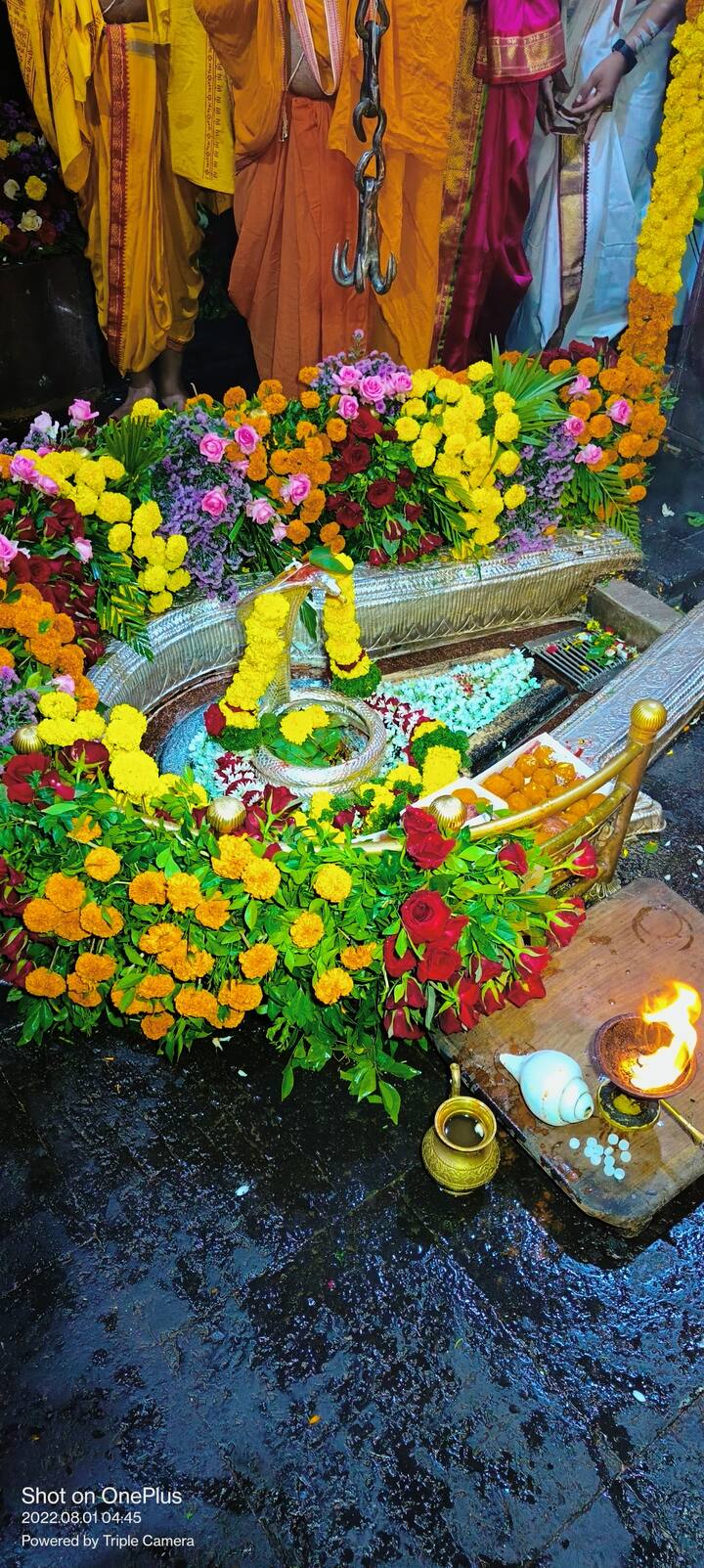 शंकराची पींड फुलांच्या माळांनी सजवली जाते.