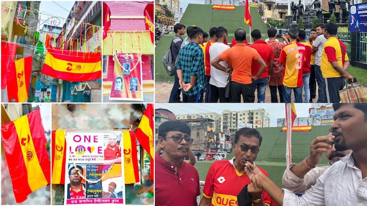 East Bengal : আজ সকালে মন্ত্রী অরূপ বিশ্বাসের উপস্থিতিতে ক্লাব পতাকা উত্তোলনের মাধ্যামে অনুষ্ঠানের সূচনা হয়। এদিন ইস্টবেঙ্গলের প্রধান প্রতিষ্ঠাতা রাজা সুরেশ চন্দ্র চৌধুরীর ছবিতে মাল্যদান করা হয়।