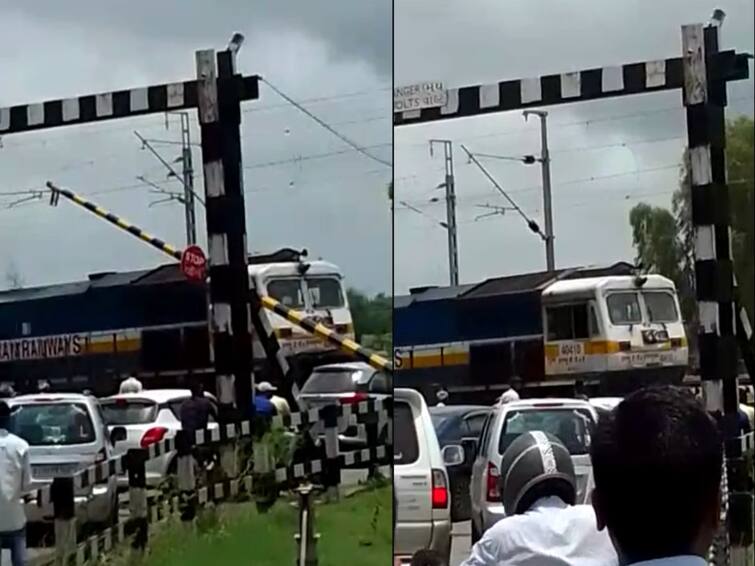 Valsad News  ST bus stopped while crossing the railway crossing in Valsad Valsad : રેલવે ફાટક પર ટ્રેનના પાટા પર જ બસ બંધ પડી, બીજી બાજુંથી એક્સપ્રેસ ટ્રેન આવી પહોંચી, જાણો પછી શું થયું