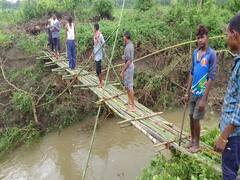 Wardha : वर्ध्यातील धक्कादायक वास्तव! जगण्यासाठी रोज शेतकऱ्यांचा मरणाशी संघर्ष; नाल्यावर उभारला चक्क बांबूचा पूल