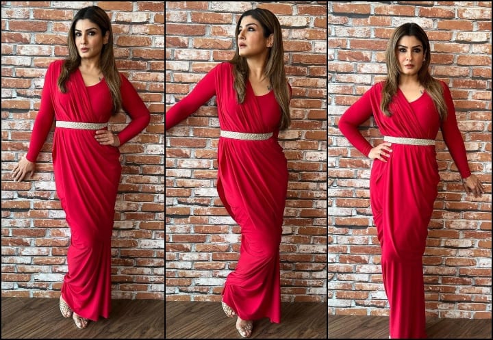 Raveena Tandon Saree Photos: एक्ट्रेस रवीना टंडन अपनी अदाओं से फैंस को दीवाना बनाना जानती हैं. लेटेस्ट तस्वीरों में एक बार फिर उनका ग्लैमरस लुक देखने को मिला है.