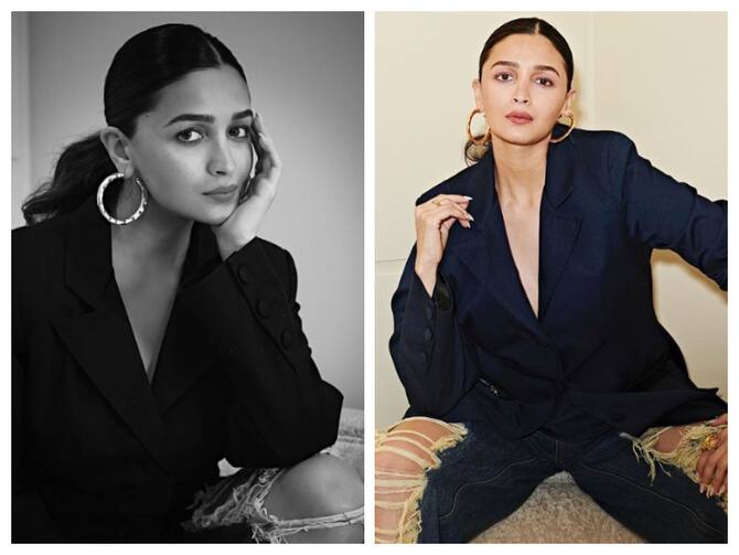 Alia Bhatt Look Beautiful And Glamorous In Her Latest Photoshoot Darlings New Son Dil Humaara | Alia Bhatt Pics: ब्लैक ब्लेजर, रिप्ड जींस पहने क्लासी लुक देती दिखीं आलिया भट्ट, चेहरे पर