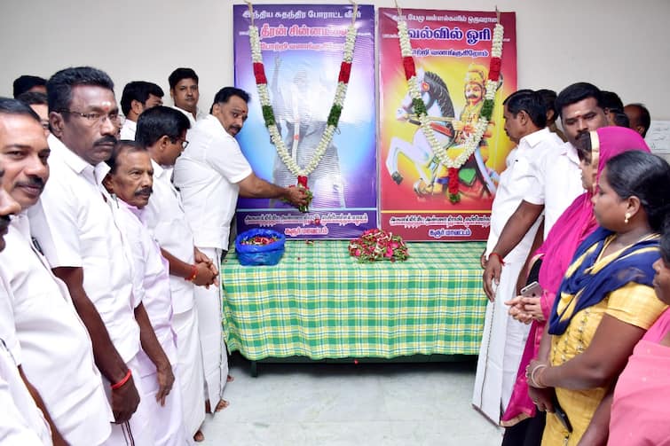 karurtheeran chinnamalai pays homage vijaya baskar கரூர்: தீரன் சின்னமலை, மாமன்னர் வல்வில் ஓரி படத்திற்கு முன்னாள் அமைச்சர் விஜயபாஸ்கர் மரியாதை