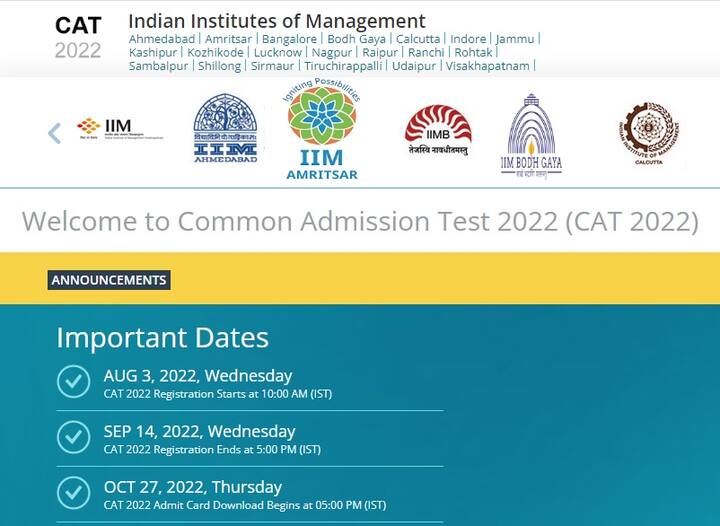 CAT Registration 2022 started; Know Last Date To Apply, Application Form Details CAT 2022 Registeration: క్యాట్-2022 దరఖాస్తు ప్రక్రియ ప్రారంభం - అర్హత, పరీక్ష వివరాలు ఇలా!!