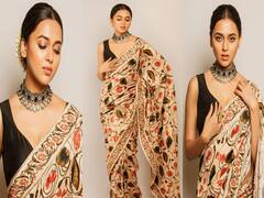 Tejasswi Prakash Pics: प्रिंटेड साड़ी में तेजस्वी प्रकाश के लुक पर करण कुंद्रा तो क्या आप भी हो जाएंगे फिदा, देखिए खूबसूरत तस्वीरें
