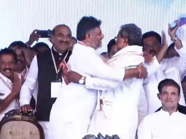 Shivakumar hugged Siddaramaiah and congratulated him on his birthday, Rahul Gandhi said – I am happy