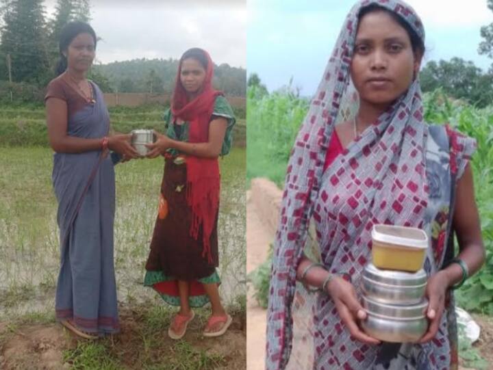 Chhattisgarh Nutritional thali being delivered to the women on their fields by Anganwadi workers in koriya ann Chhattisgarh News: आंगनबाड़ी केंद्रों तक आने में असमर्थ महिलाओं को कार्यक्षेत्र तक पहुंचाया जा रहा पोषणयुक्त आहार