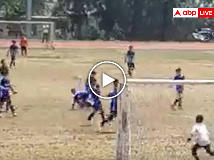 Child saved the goal 4 times in 10 seconds football match viral video on social media Watch: सिर्फ 10 सेकेंड के अंदर बच्चे ने 4 बार बचाया गोल, देखिए फुटबॉल मैच का ये रोमांचक वीडियो