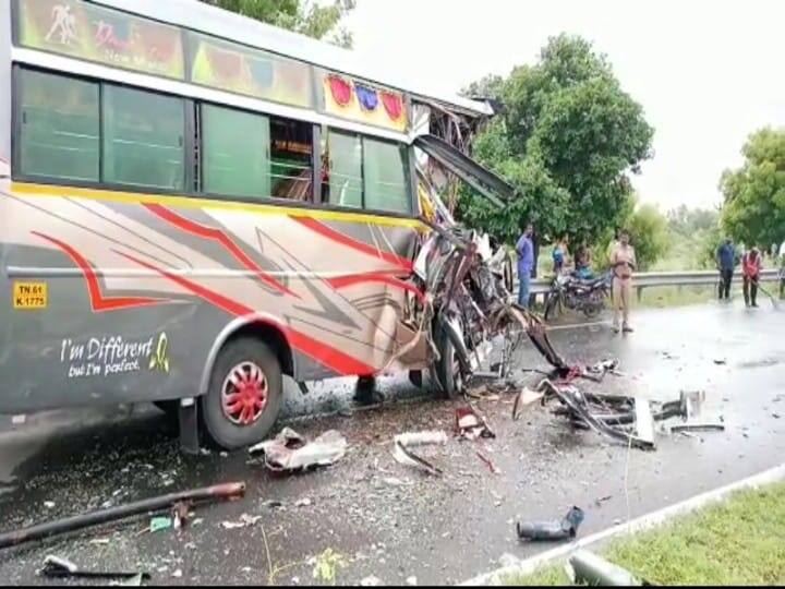 2 persons death more than 10 injured in tourist vehicle collision with lorry மதுரை: சுற்றுலா வாகனம் லாரி மீது மோதி விபத்து.. இருவர் சம்பவ இடத்தில் உயிரிழப்பு..