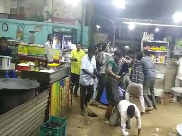 Nellai: Don't have mayonnaise for tandoori chicken?  The fight that engulfed the cinema.... Shocking video Watch video: தந்தூரி சிக்கனுக்கு மையோனைஸ் கிடையாதா? -  சினிமாவை மிஞ்சிய சண்டை....அதிர்ச்சி வீடியோ..!