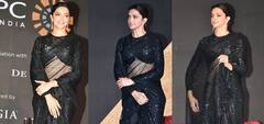 બ્લેક પારદર્શક સાડી પહેરીને દીપિકા પાદુકોણ આવી રીતે ઈવેન્ટમાં પહોંચી, જુઓ PHOTOS