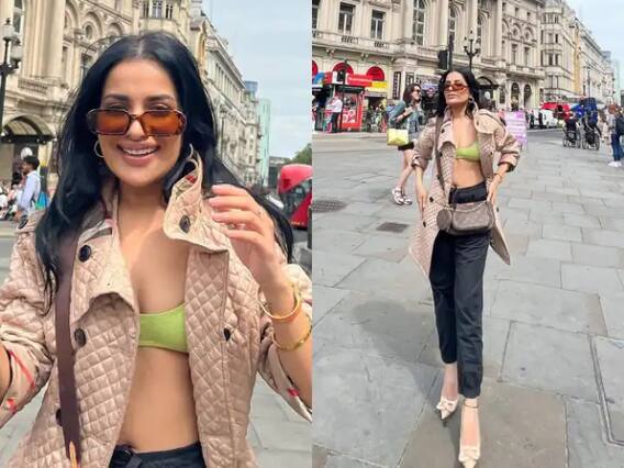 Glamorous look: Punjabi actress Sara Gurpal's killer look seen in London, pictures in green bralette go viral