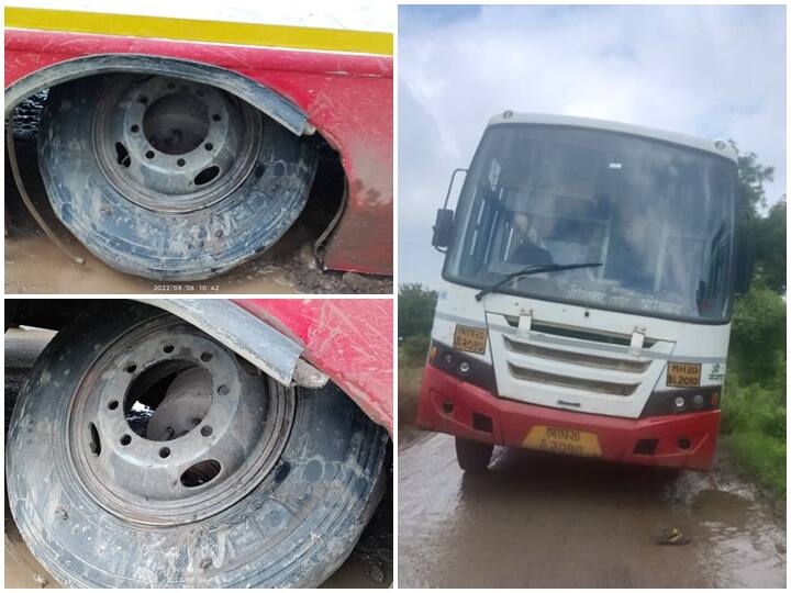 maharashtra News Aurangabad News Two tires of the running bus burst Aurangabad: धक्कादायक! धावत्या बसचे दोन टायर निखळले, दर्शनासाठी जाणाऱ्या भाविकांचा...