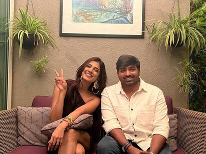 Vijay Sethupathi attends Malavika Mohanan birthday bash photos goes viral Malavika Mohanan : மாளவிகா மோகனன் பிறந்தநாள்: சர்ப்ரைஸ் கொடுத்த விஜய் சேதுபதி.. ’மாஸ்டர்’ ஃப்ரெண்ட்ஷிப் இதுதான்..