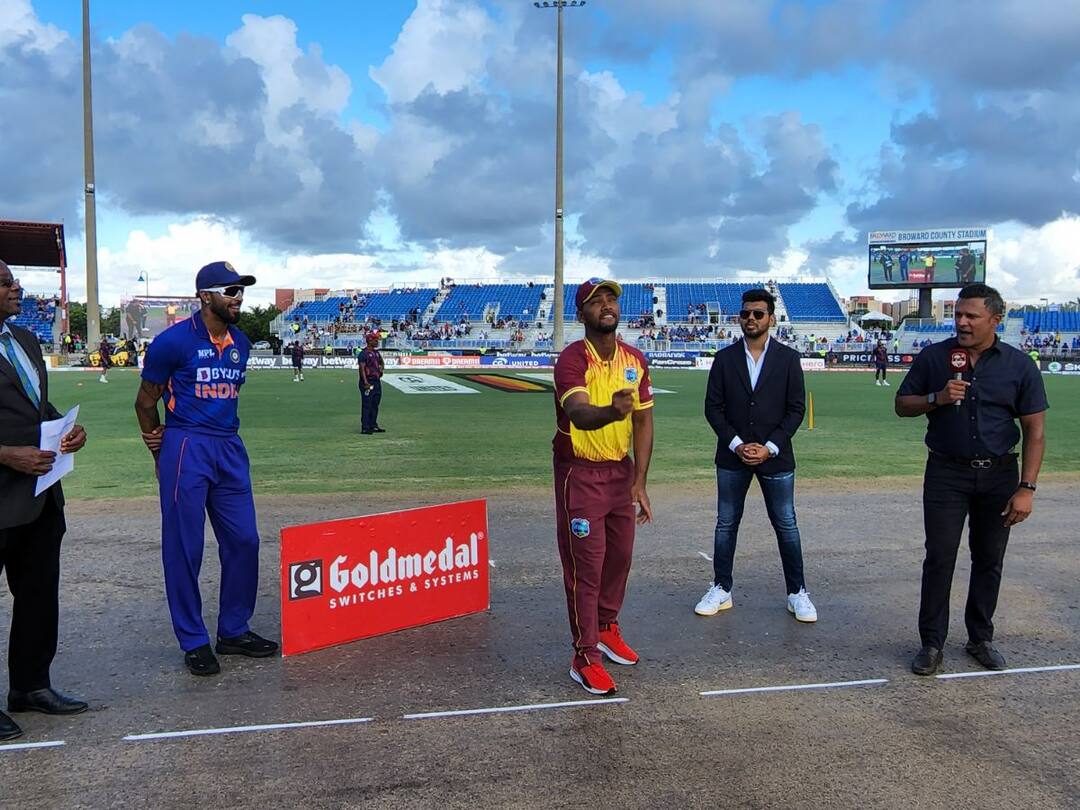 India won toss and elected to bat first at ind vs wi 5th t20 IND vs WI : हार्दीक पांड्या कर्णधार, पाचव्या टी20 मध्ये भारताचा प्रथम फलंदाजीचा निर्णय, पाहा अंतिम 11